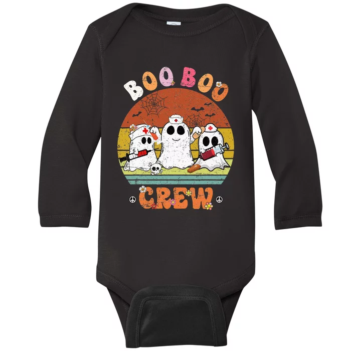 Boo Boo Crew Nurse Ghost Funny Halloween Costume Matching Baby Long Sleeve Bodysuit