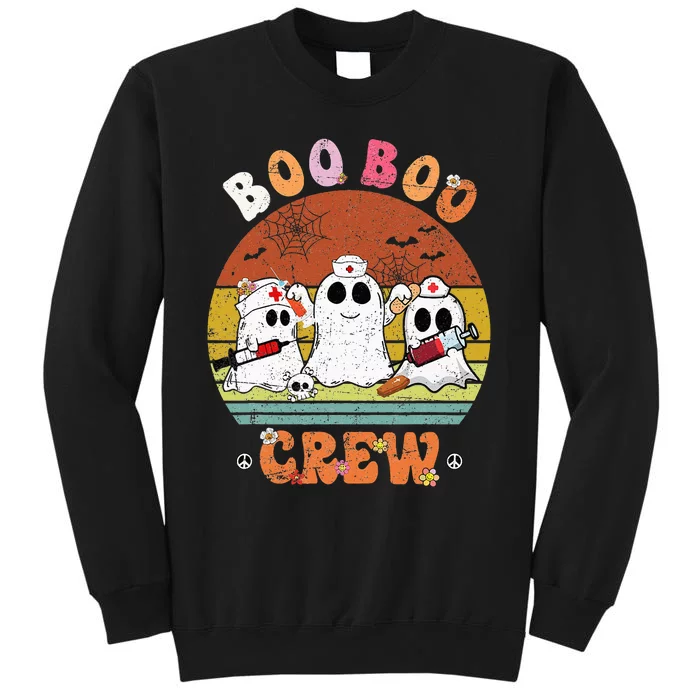 Boo Boo Crew Nurse Ghost Funny Halloween Costume Matching Tall Sweatshirt