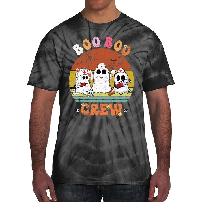 Boo Boo Crew Nurse Ghost Funny Halloween Costume Matching Tie-Dye T-Shirt