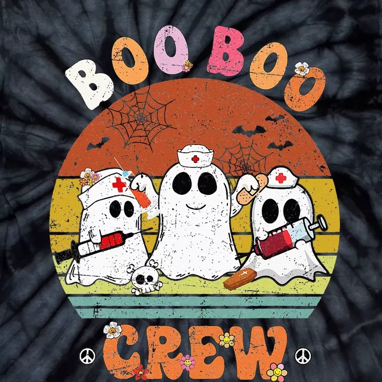 Boo Boo Crew Nurse Ghost Funny Halloween Costume Matching Tie-Dye T-Shirt