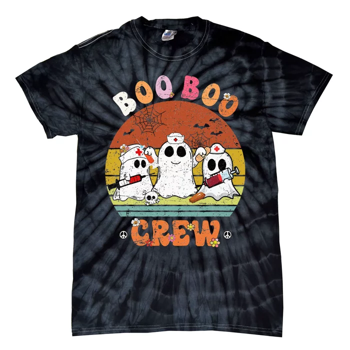 Boo Boo Crew Nurse Ghost Funny Halloween Costume Matching Tie-Dye T-Shirt