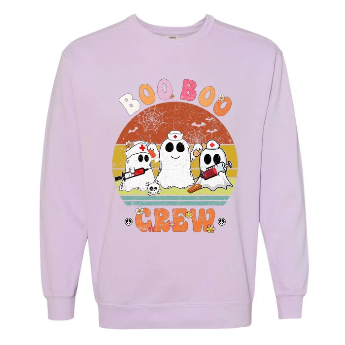 Boo Boo Crew Nurse Ghost Funny Halloween Costume Matching Garment-Dyed Sweatshirt