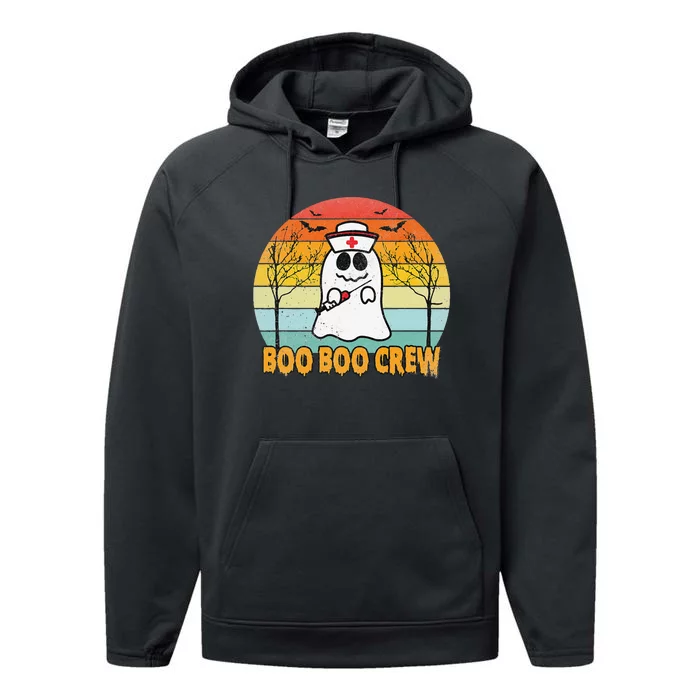 Boo Boo Crew Nurse Halloween Costume Retro Vintage Performance Fleece Hoodie