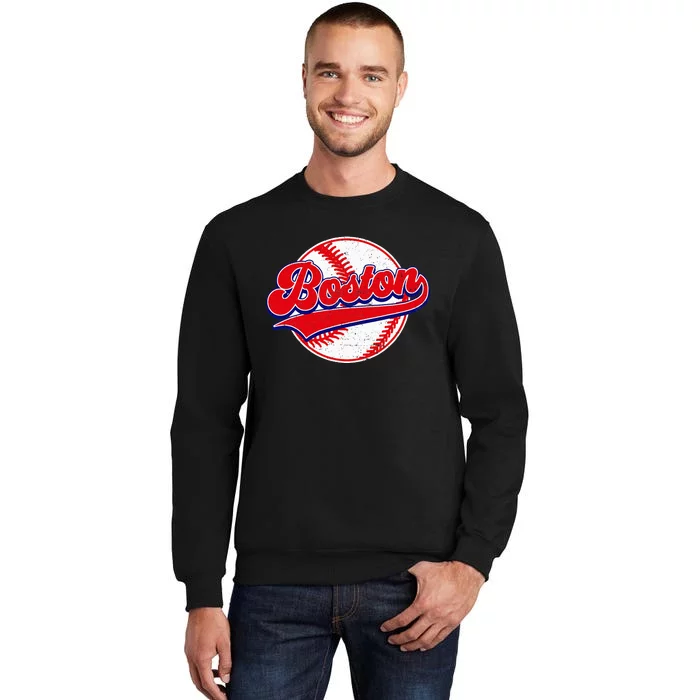 Boston Baseball Cityscape Distressed Women Tall Sweatshirt