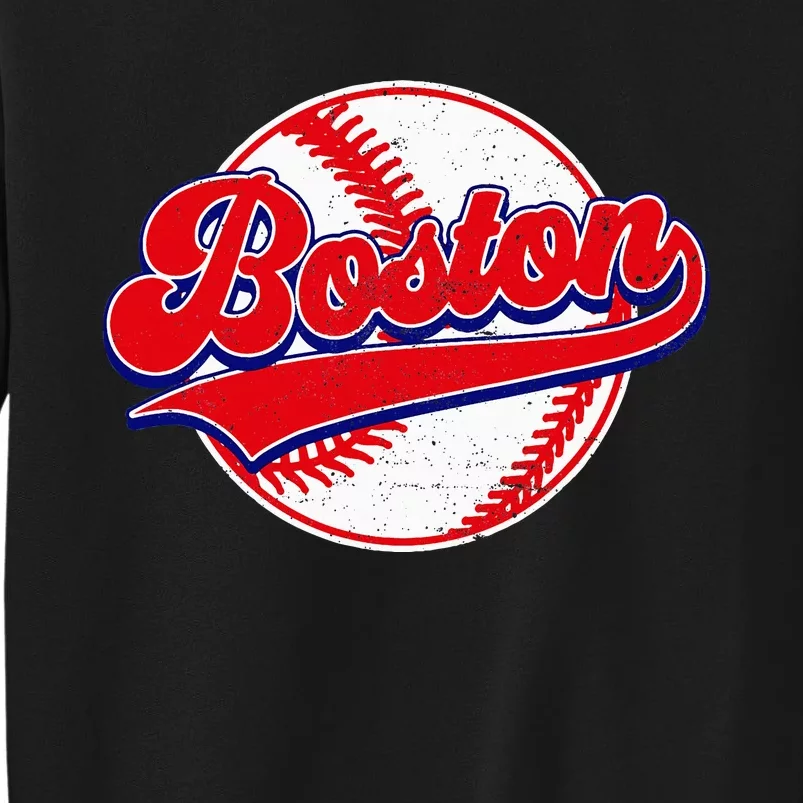 Boston Baseball Cityscape Distressed Women Tall Sweatshirt