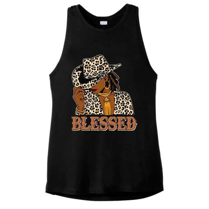 Blessed Black Cow Western Swag African Christian Woman Ladies Tri-Blend Wicking Tank