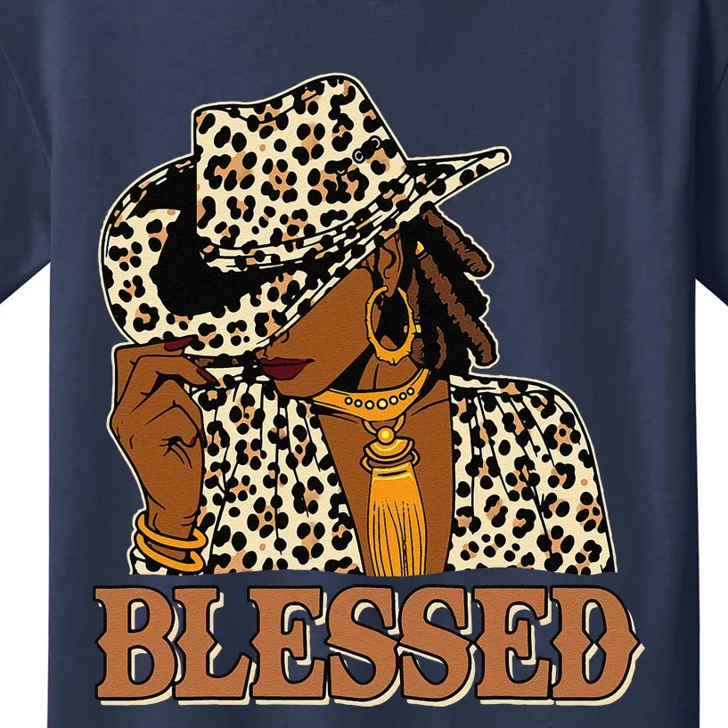 Blessed Black Cow Western Swag African Christian Woman Kids T-Shirt