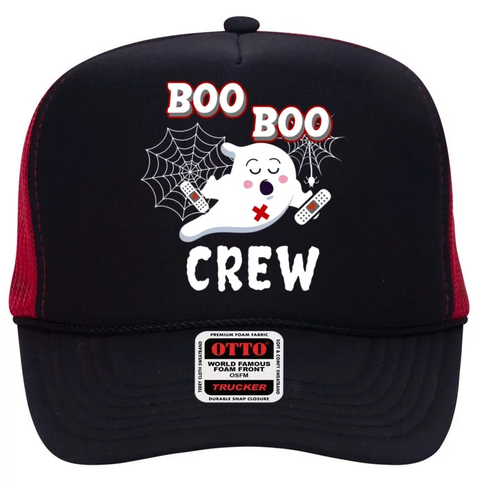 Boo Boo Crew Cute Nurse Ghost High Crown Mesh Trucker Hat