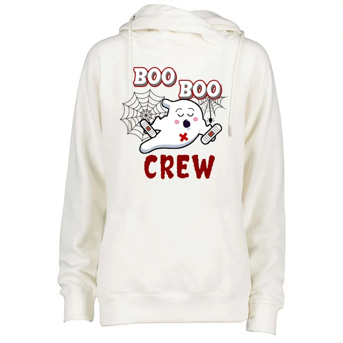 Boo Boo Crew Cute Nurse Ghost Womens Funnel Neck Pullover Hood