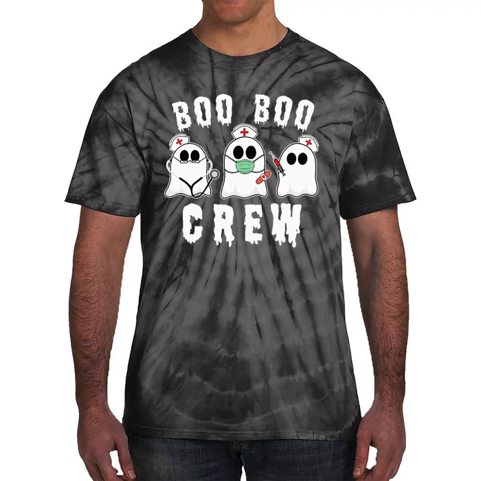 Boo Boo Crew Funny Nurse Halloween Ghost Costume Tie-Dye T-Shirt