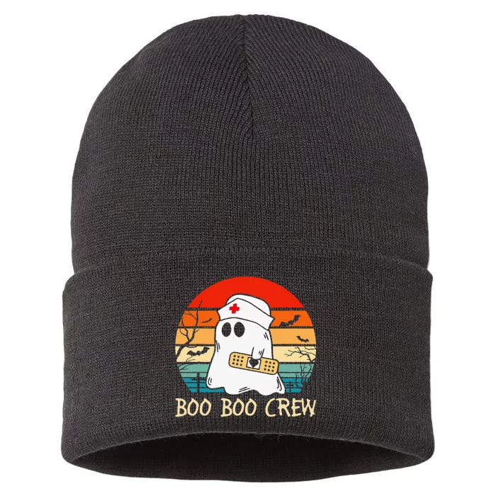 Boo Boo Crew quote Nurse cool Halloween Nurse Costume Sustainable Knit Beanie