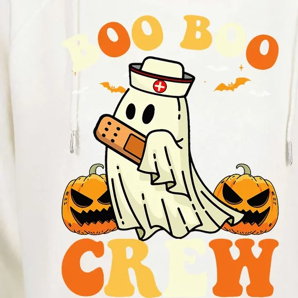 Boo Boo Crew Ghost Halloween Paramedic Nurse RN ER NICU LPN Womens Funnel Neck Pullover Hood