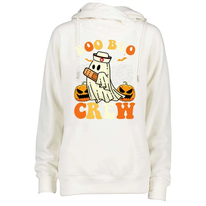 Boo Boo Crew Ghost Halloween Paramedic Nurse RN ER NICU LPN Womens Funnel Neck Pullover Hood