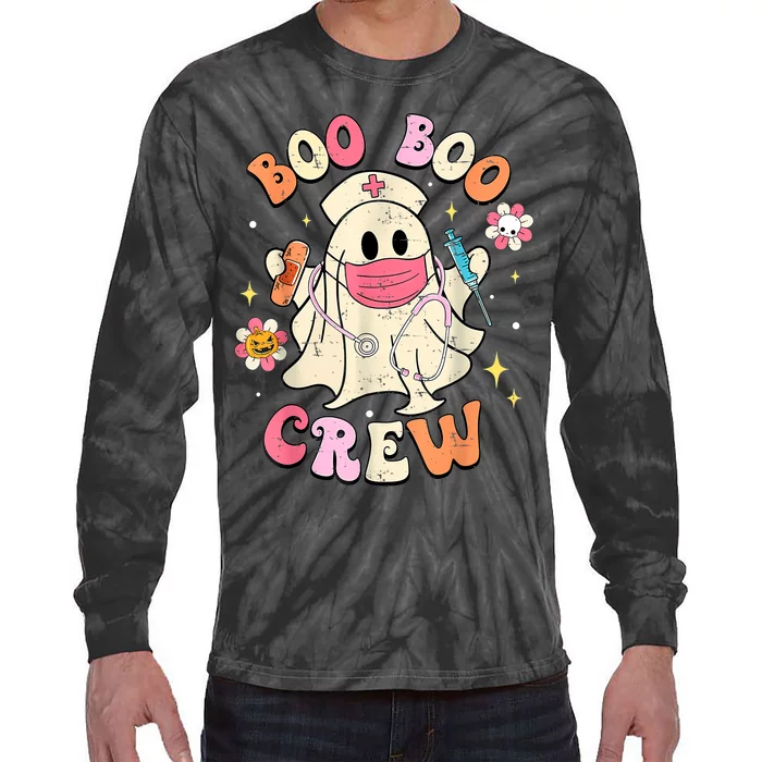 Boo Boo Crew Halloween Ghost Nurse Tie-Dye Long Sleeve Shirt