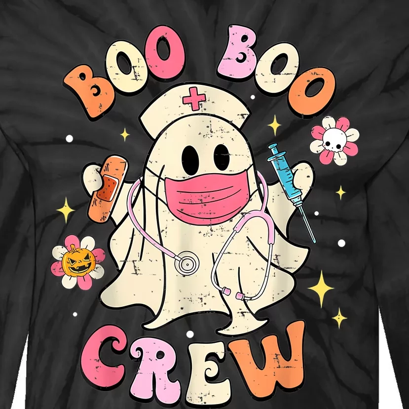 Boo Boo Crew Halloween Ghost Nurse Tie-Dye Long Sleeve Shirt