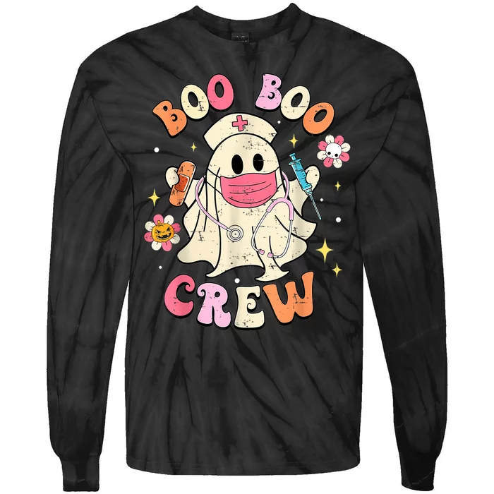 Boo Boo Crew Halloween Ghost Nurse Tie-Dye Long Sleeve Shirt