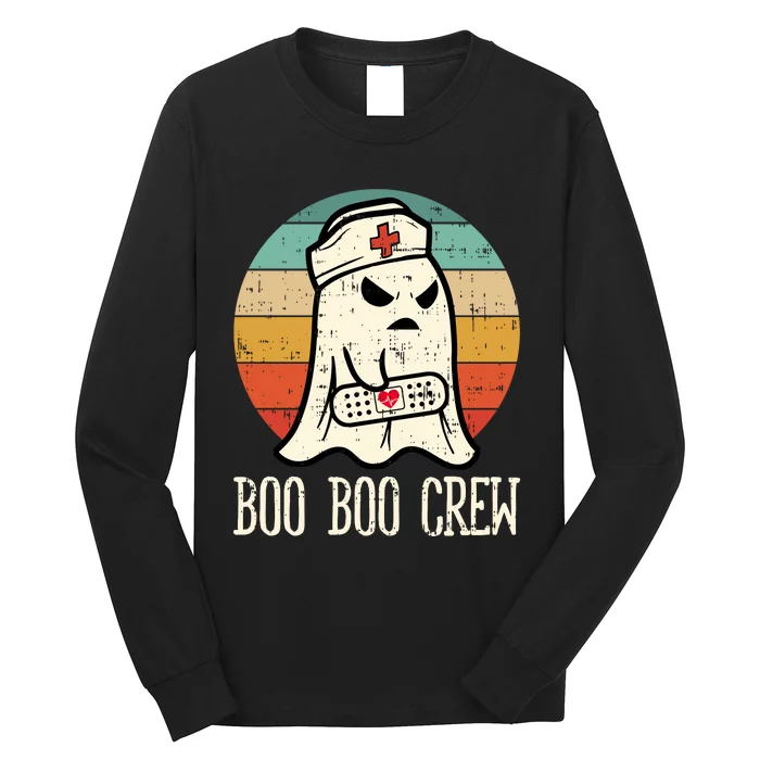 Boo Boo Crew Shirt Funny Halloween Nurse Retro Cute Ghost Long Sleeve Shirt