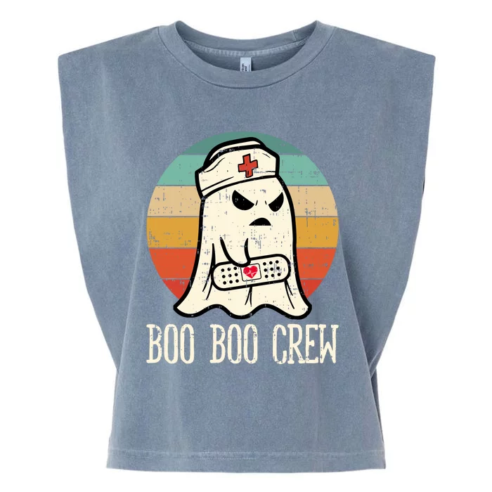 Boo Boo Crew Shirt Funny Halloween Nurse Retro Cute Ghost Garment-Dyed Women's Muscle Tee