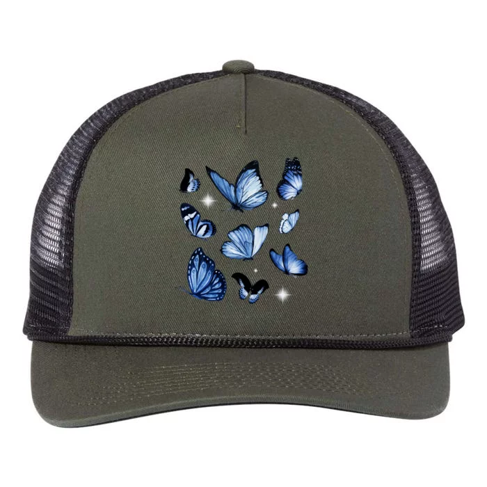 Blue Butterflies Cute Gift Retro Rope Trucker Hat Cap