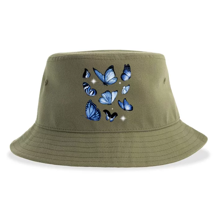 Blue Butterflies Cute Gift Sustainable Bucket Hat