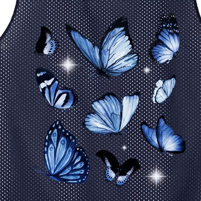 Blue Butterflies Cute Gift Mesh Reversible Basketball Jersey Tank