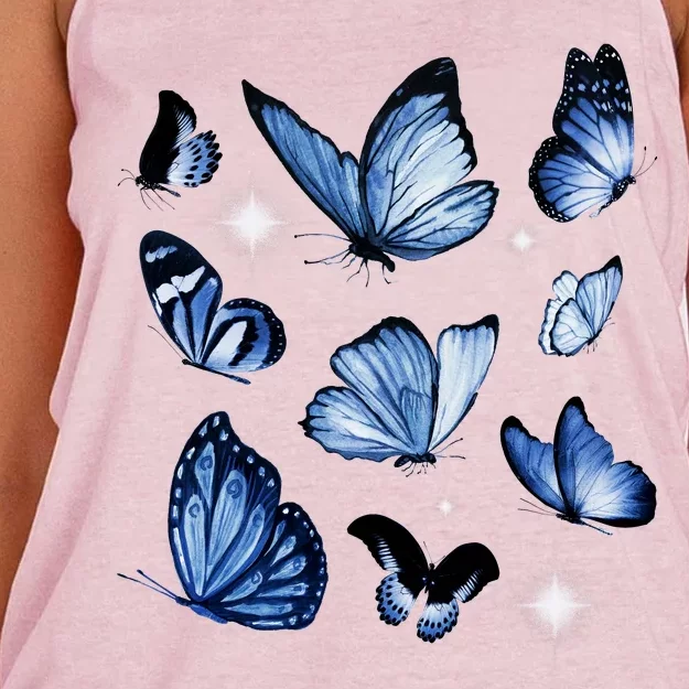 Blue Butterflies Cute Gift Women's Knotted Racerback Tank