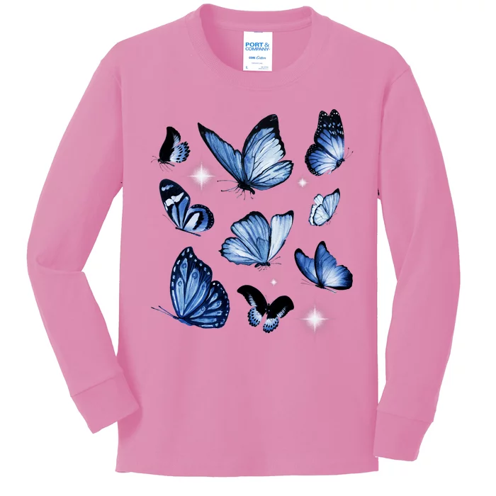 Blue Butterflies Cute Gift Kids Long Sleeve Shirt