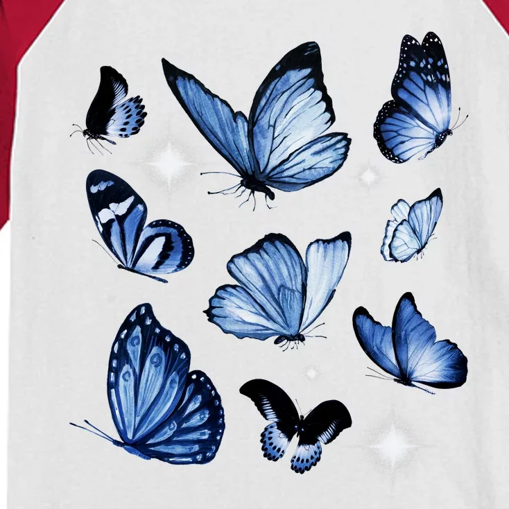 Blue Butterflies Cute Gift Kids Colorblock Raglan Jersey