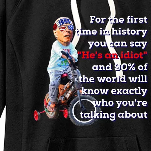 Biden Bicycle Crash Bike Wreck AntiBiden Pro Trump 2024 Women's Fleece Hoodie