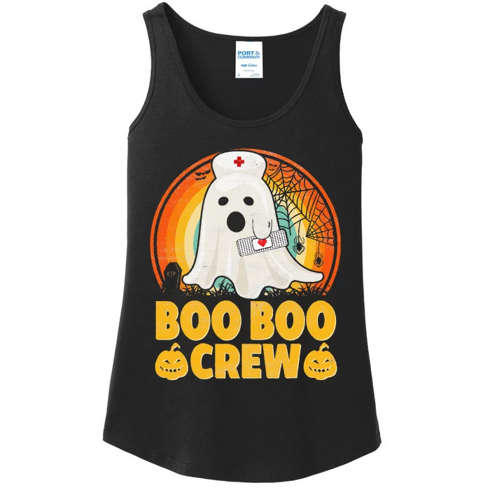 Boo Boo Crew Nurse Funny Halloween Ghost Costume RN Nurse Ladies Essential Tank