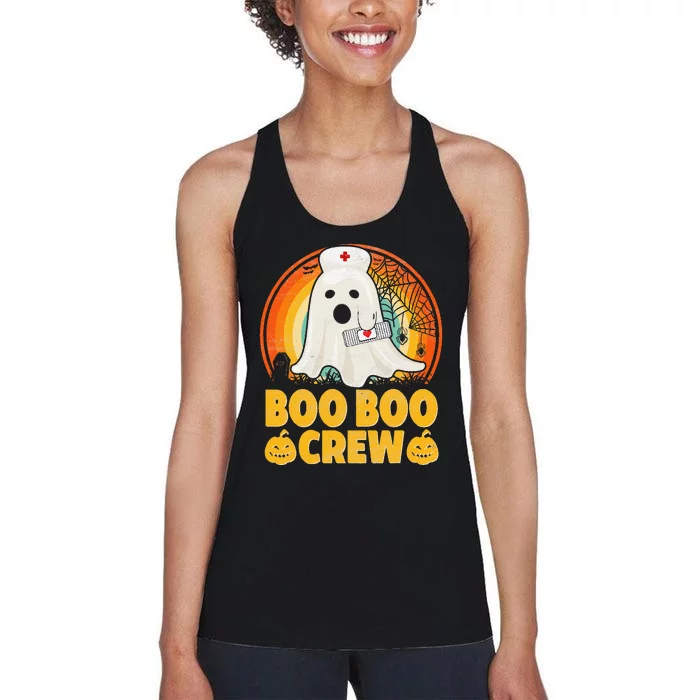 Boo Boo Crew Nurse Funny Halloween Ghost Costume RN Nurse Women's Racerback Tank