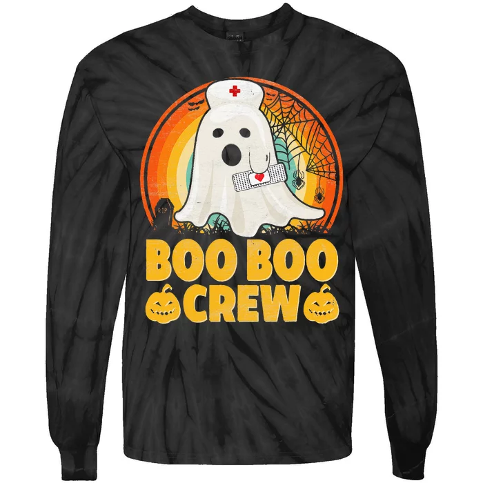 Boo Boo Crew Nurse Funny Halloween Ghost Costume RN Nurse Tie-Dye Long Sleeve Shirt