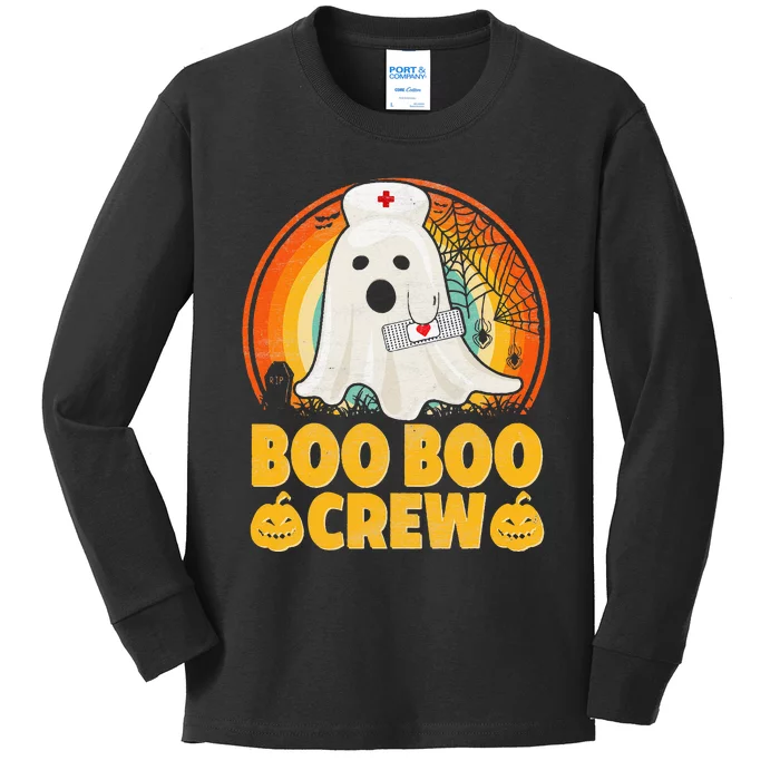 Boo Boo Crew Nurse Funny Halloween Ghost Costume RN Nurse Kids Long Sleeve Shirt