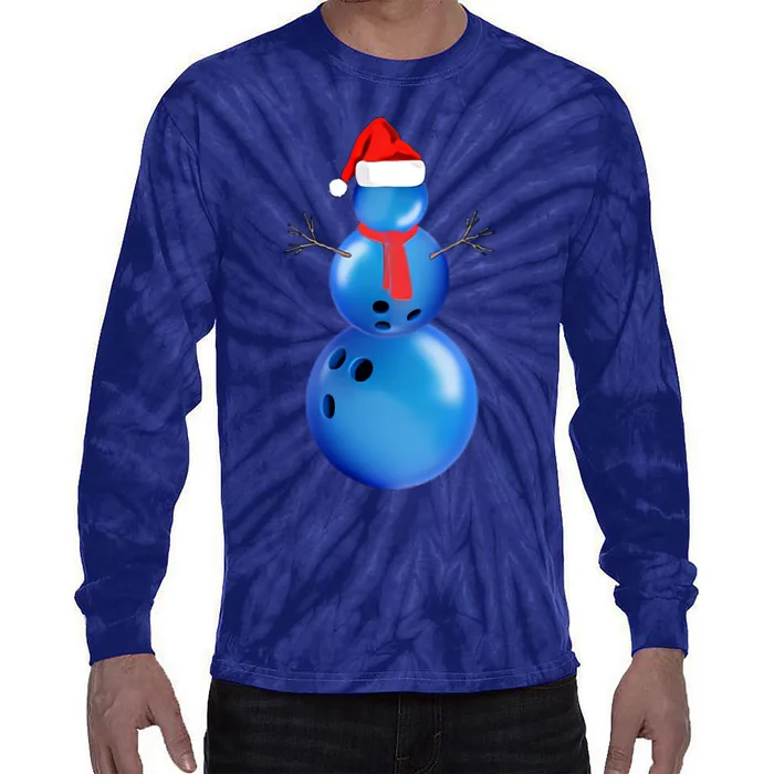 Bowling Ball Christmas Snowman Tie-Dye Long Sleeve Shirt