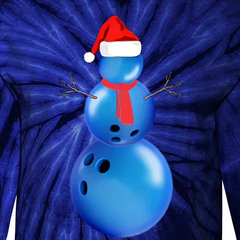 Bowling Ball Christmas Snowman Tie-Dye Long Sleeve Shirt