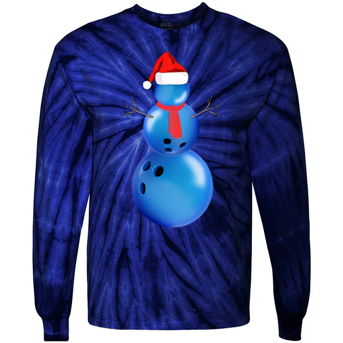 Bowling Ball Christmas Snowman Tie-Dye Long Sleeve Shirt