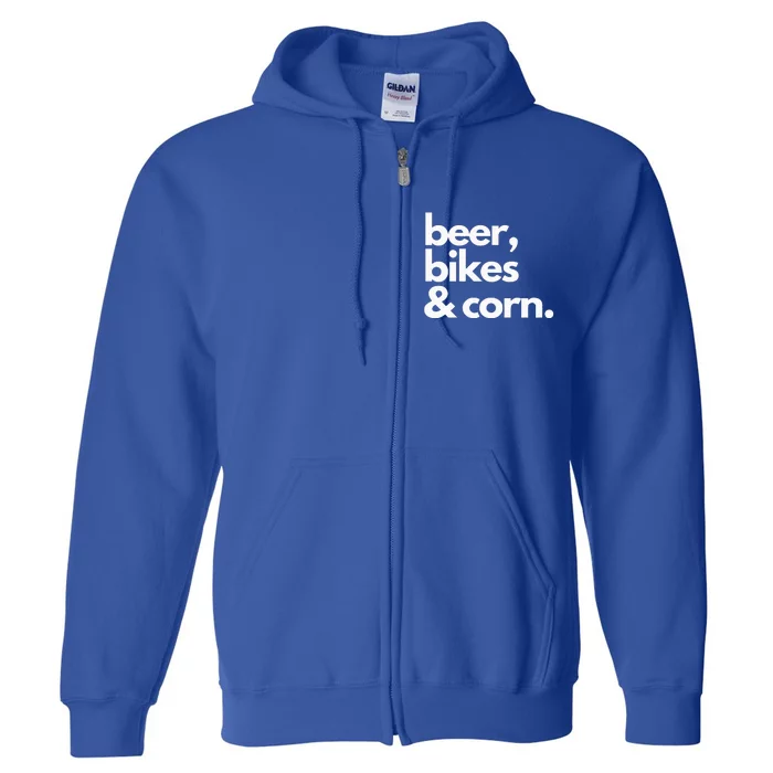 Beer Bikes & Corn Funny Iowa Bicycle Love Biking Full Zip Hoodie