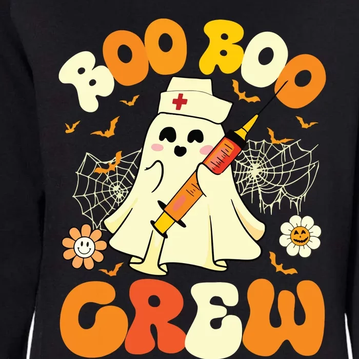 Boo Boo Crew Funny Ghost Nurse Retro Halloween Nursing Rn Womens California Wash Sweatshirt