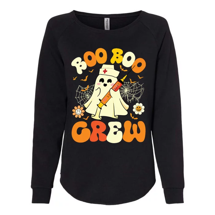 Boo Boo Crew Funny Ghost Nurse Retro Halloween Nursing Rn Womens California Wash Sweatshirt