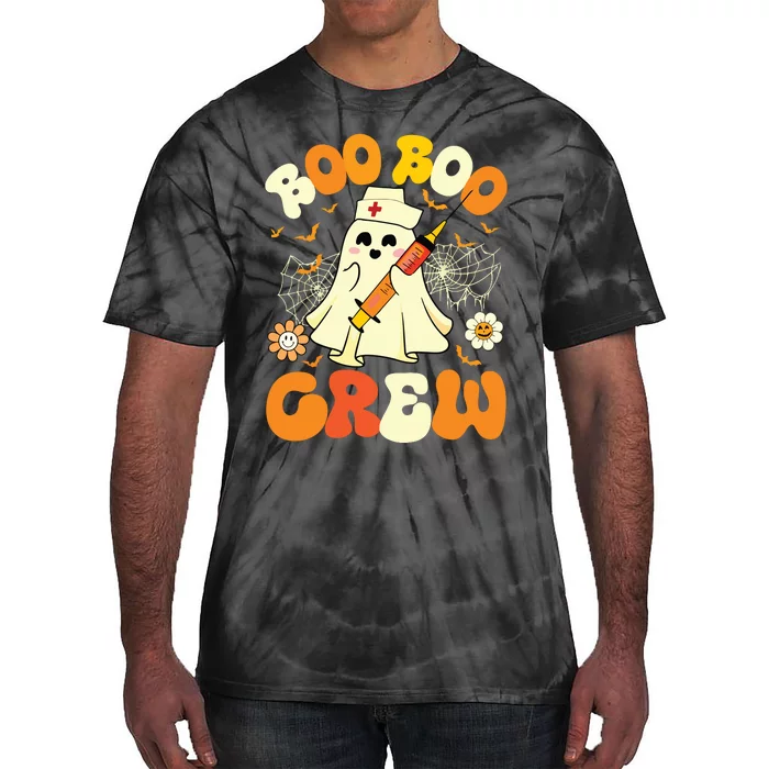 Boo Boo Crew Funny Ghost Nurse Retro Halloween Nursing Rn Tie-Dye T-Shirt