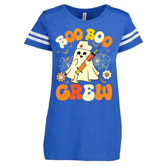 Boo Boo Crew Funny Ghost Nurse Retro Halloween Nursing Rn Enza Ladies Jersey Football T-Shirt