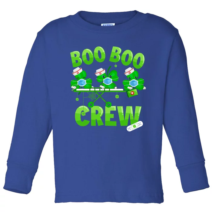 Boo Boo Crew Nurse St Patrick's Day Shamrock Face Mask Nurse Funny Gift Toddler Long Sleeve Shirt