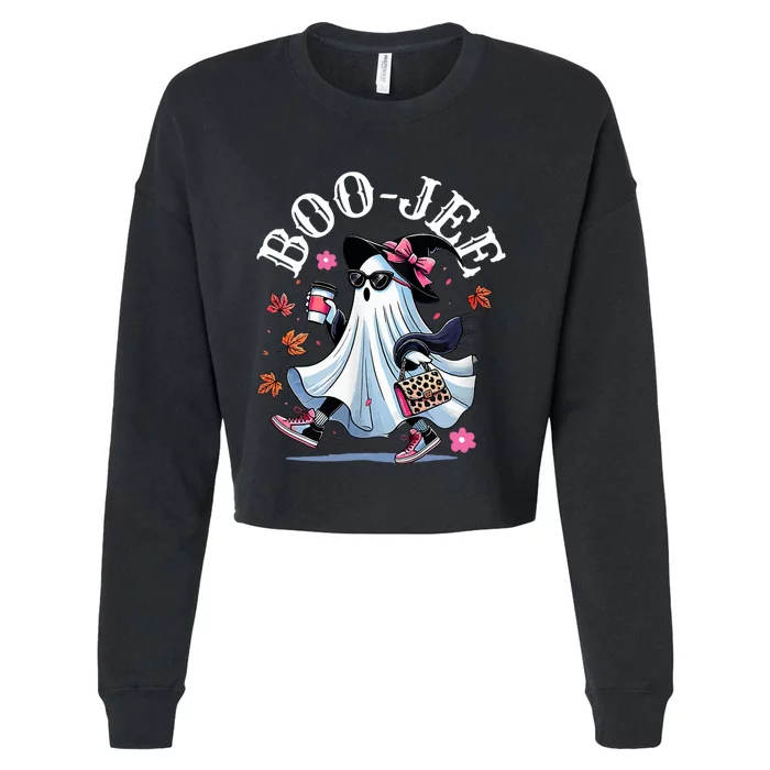 Boujee Boojee Costume Ghost Spooky Season Cute Halloween Cropped Pullover Crew