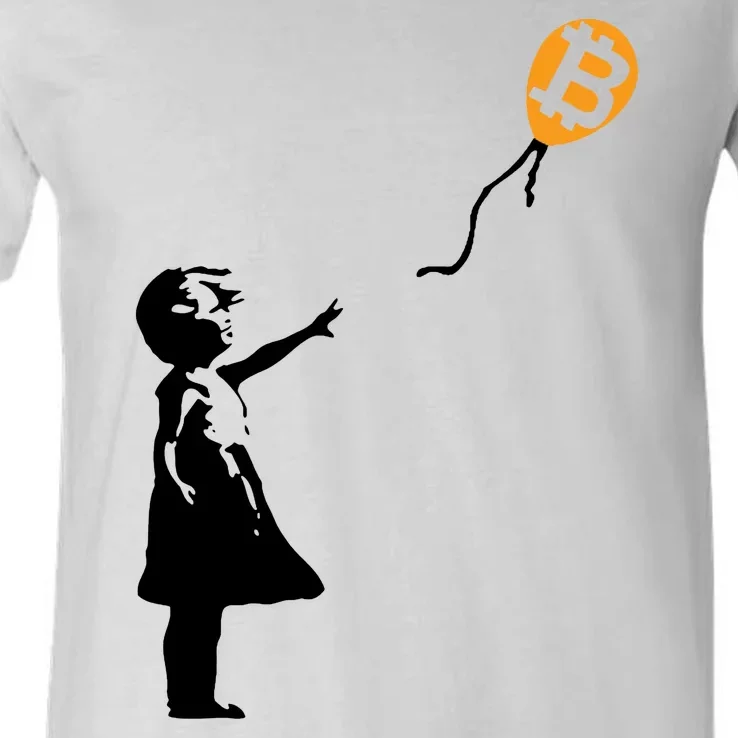 Bitcoin Balloon Cryptocurrency V-Neck T-Shirt