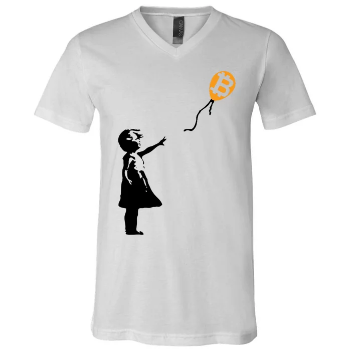 Bitcoin Balloon Cryptocurrency V-Neck T-Shirt