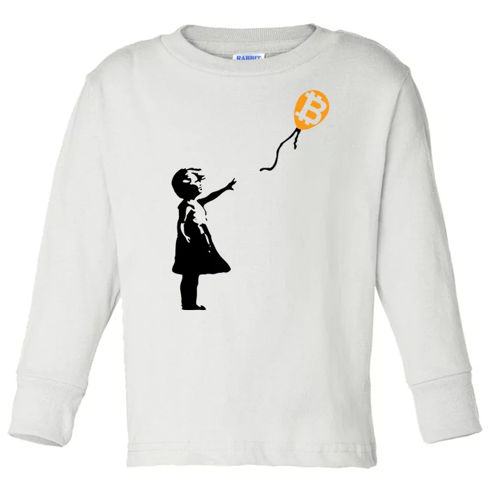 Bitcoin Balloon Cryptocurrency Toddler Long Sleeve Shirt