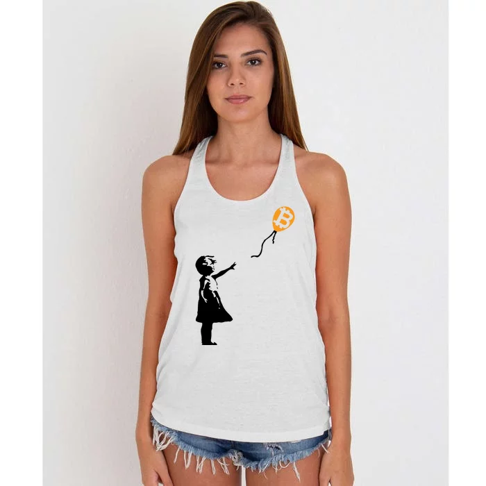 Bitcoin Balloon Cryptocurrency Women's Knotted Racerback Tank