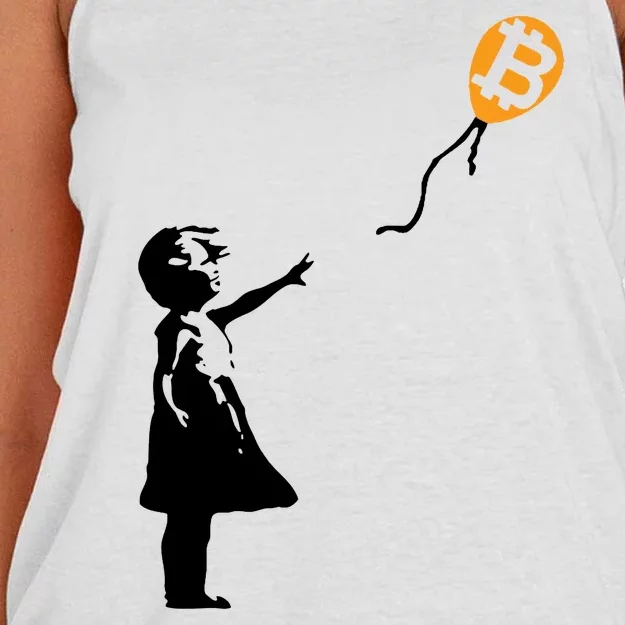 Bitcoin Balloon Cryptocurrency Women's Knotted Racerback Tank