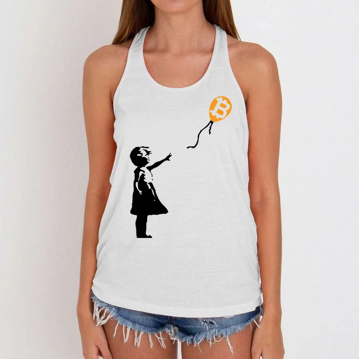 Bitcoin Balloon Cryptocurrency Women's Knotted Racerback Tank