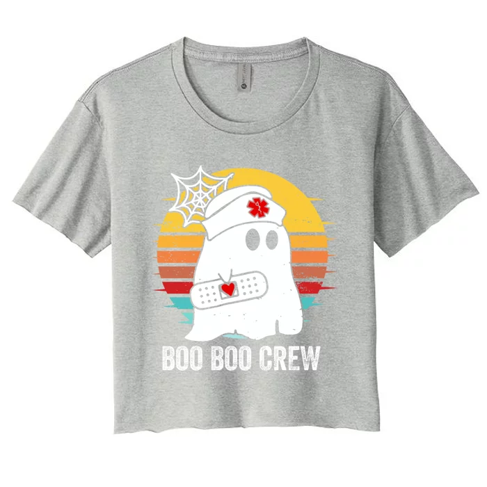 Boo Boo Crew Funny Nurse Halloween Ghost Costume Cute Gift Women's Crop Top Tee